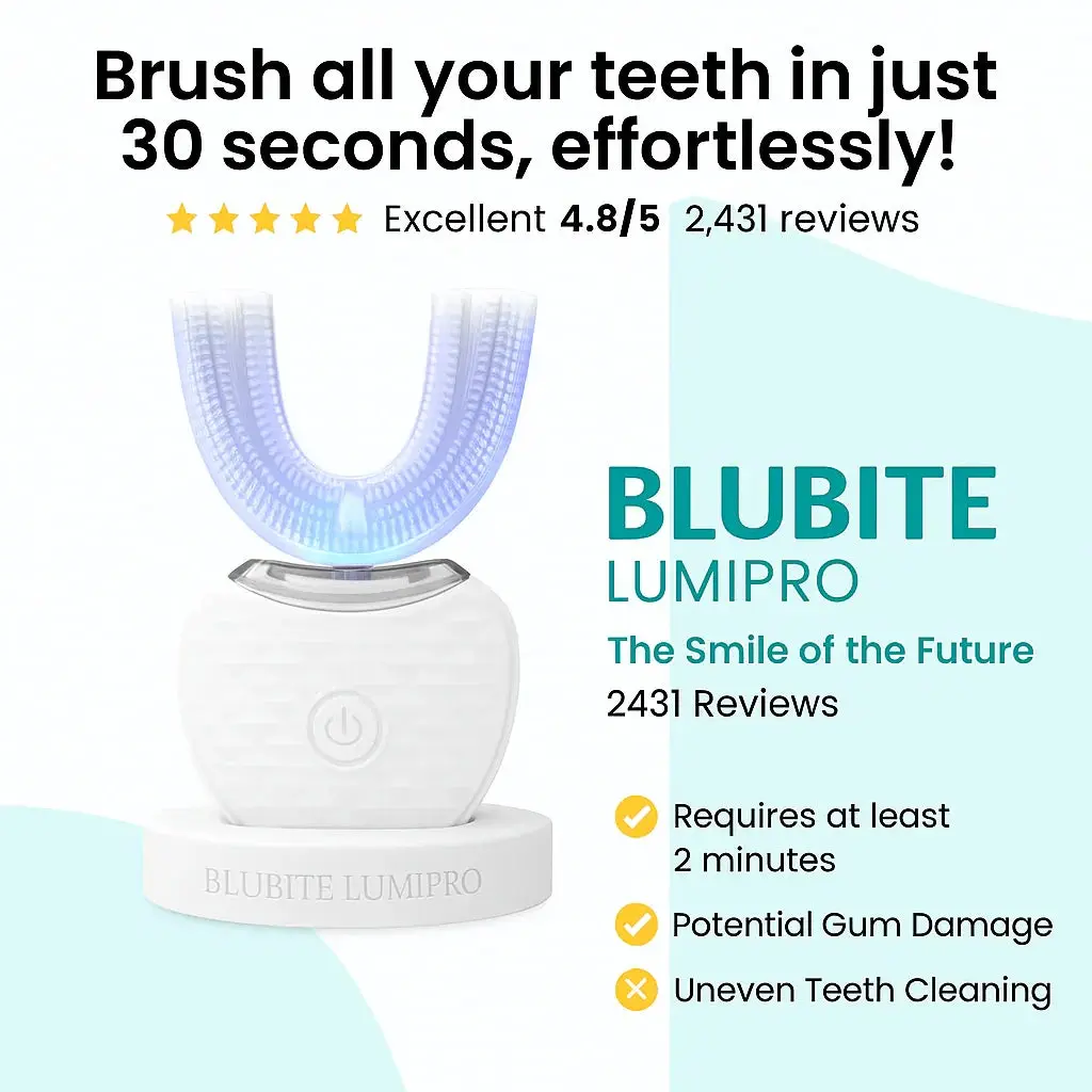 Blubite SonicSmile U-Shaped electric toothbrush - Blubite